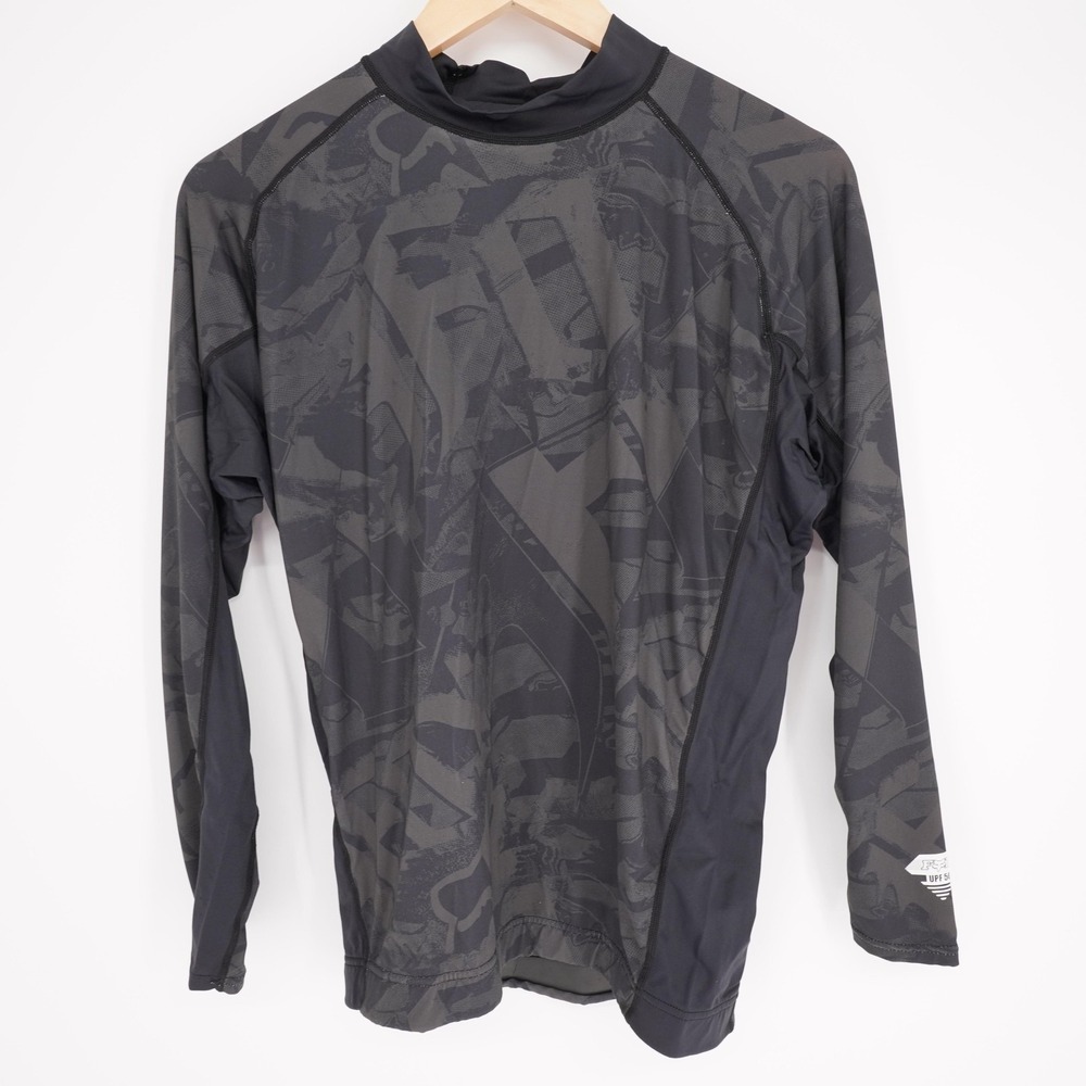 Fox Racing Shirt Mens XL Gray Mock Neck Long Sleeve Jersey UPF50 Wicking Stretch